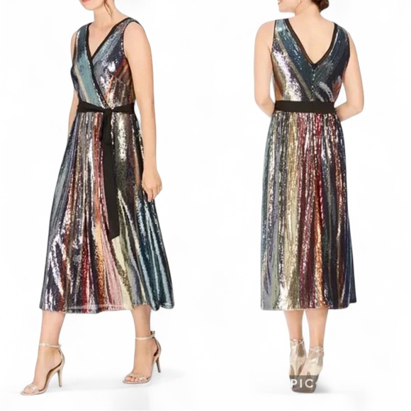 Julia Jordan Multicolor Sequin V-Neck Dress - Picture 1 of 4